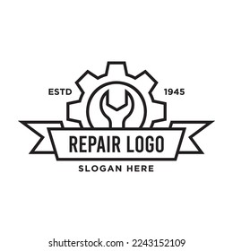 Wrench logo design template for repair service company. Repair logo vector illustration