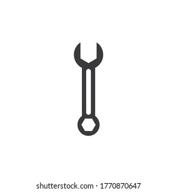 wrench logo design template vector. Wrench repair logo icon with swoosh graphic element