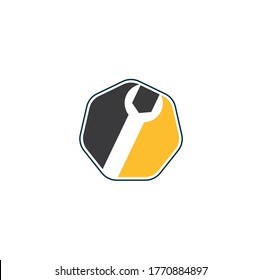Schlüssel Logo Design Vorlage Vektorgrafik. Symbol für das Reparatur-Logo von Französisch mit Swoosh-Grafik