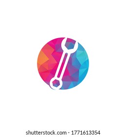 vector de plantilla de diseño de logotipo francés. Icono del logotipo de reparación de llave con elemento gráfico de swoosh	