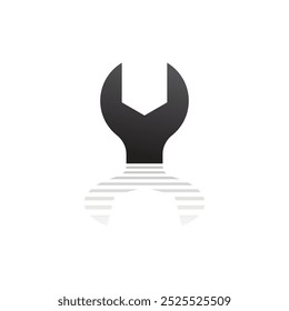 Wrench logo with flat Shadow reflection