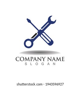 Wrench logo flat simple creative design repair vector template