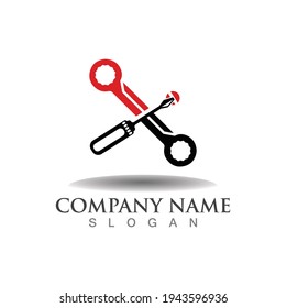 Wrench logo flat simple creative design repair vector template