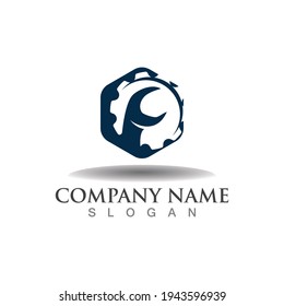 Wrench logo flat simple creative design repair vector template