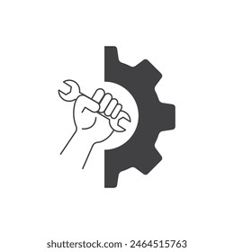 Wrench logo icon vector flat design 