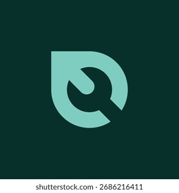 Schraubenschlüssel-Logo in Blattform - Auto-Logo