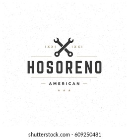Wrench Logo Template. Vector Design Element Vintage Style for Logotype or Badge Retro illustration. Wrench Silhouette.