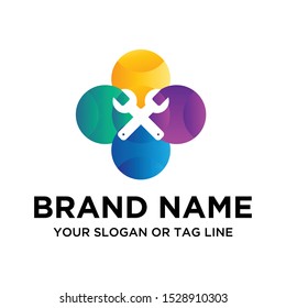 Wrench logo vector full color art