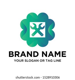 Wrench logo vector full color art