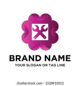 Wrench logo vector full color art
