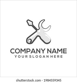 Logo-Vektorgrafik für Instandhaltung, Design des Maschinenbaukonzepts