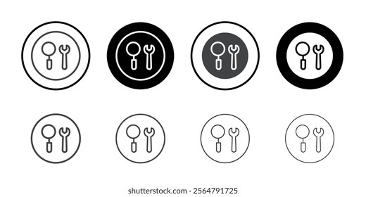 Wrench and a magnifying glass icon simple vector symbol