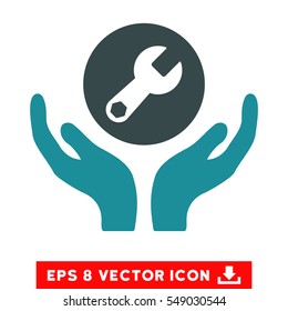 Wrench Maintenance EPS vector pictogram. Illustration style is flat iconic bicolor soft blue symbol on white background.
