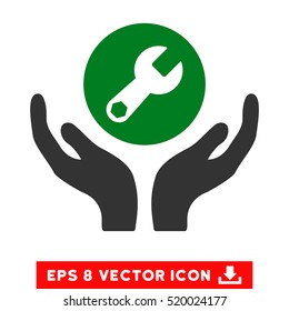 Wrench Maintenance EPS vector pictograph. Illustration style is flat iconic bicolor green and gray symbol on white background.