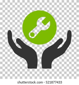 Wrench Maintenance icon. Vector pictogram style is a flat bicolor symbol, eco green and gray colors, chess transparent background. Designed for software and web interface toolbars and menus.