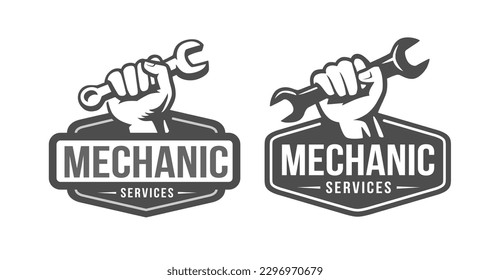 Wrench Mechanic emblem. Logo template