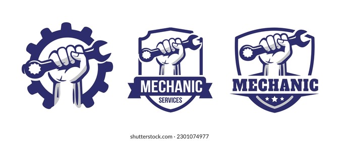 Wrench Mechanic emblem. Logo template