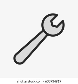 Wrench Minimal Color Flat Line Outline Stroke Icon Pictogram Symbol