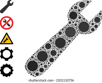 Verputze das Mosaiksymbol. Vektormosaik ist aus randomisierten Virussymbolen aufgebaut. Bakterium-Mosaik-Symbol und zusätzliche Symbole. Mosaik für Trennvorlagen.