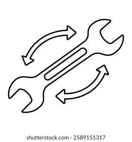 Wrench in Motion - Dynamic Symbol of Mechanical Work, Adjustment, and Engineering Maintenance