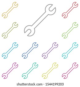 Wrench multi color icon. Simple thin line, outline vector of construction tools icons for ui and ux, website or mobile application