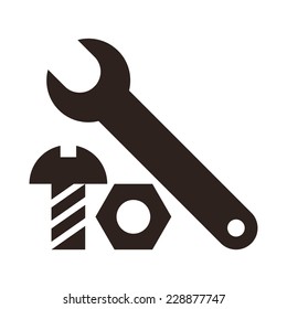 Wrench, Nut And Bolt Icon Isolated On White Background