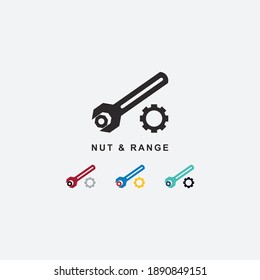 Wrench, nut and gear icon