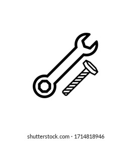 wrench and nut icon vector illustration