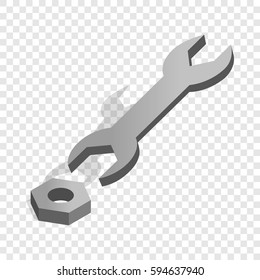 Wrench and nut isometric icon 3d on a transparent background vector illustration