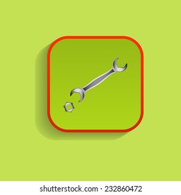 wrench with a nut on a green background
