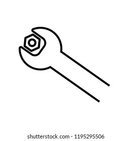 wrench, nut, vector icon, illustration