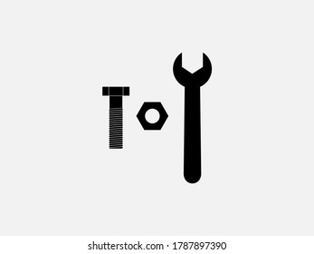 Wrench, nuts, bolts icon. Vector illustration, flat design.