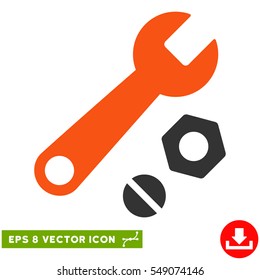 Wrench and Nuts EPS vector pictogram. Illustration style is flat iconic bicolor orange and gray symbol on white background.