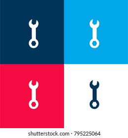 Wrench for nuts four color material and minimal icon logo set in red and blue