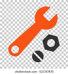 Wrench and Nuts icon. Vector pictograph style is a flat bicolor symbol, orange and gray colors, chess transparent background. Designed for software and web interface toolbars and menus.