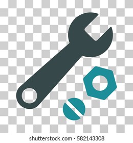 Wrench And Nuts vector icon. Illustration style is a flat iconic bicolor soft blue symbol on a transparent background.