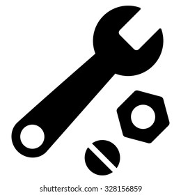 Wrench And Nuts vector icon. Style is flat symbol, black color, rounded angles, white background.