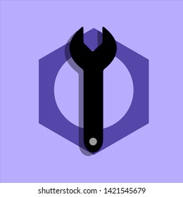 wrench and nut.vector illustration. flat style