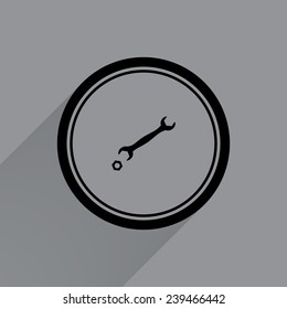 wrench   on a gray background with a long shadow, vector, EPS 10