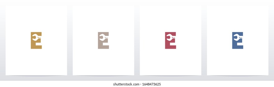 Wrench On Letter Logo Design E