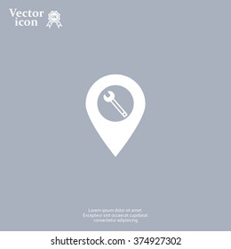 wrench on map pointer.vector illustration.