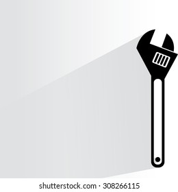 wrench on white background, flat and drop shadow theme