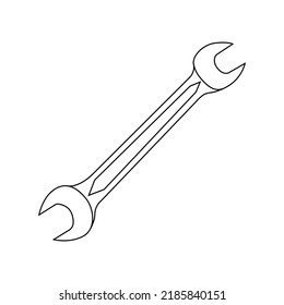 Wrench Outline Icon Illustration on White Background