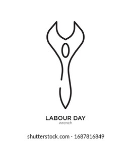 Wrench outline. Isolated wrinch on white background.