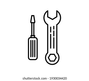 Wrench outline vector icon sign symbol