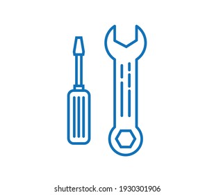 Wrench outline vector icon sign symbol