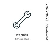Wrench outline vector icon. Thin line black wrench icon, flat vector simple element illustration from editable construction concept isolated on white background