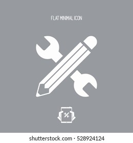 Wrench and pen - Design project - Vector web flat icon