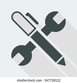 Wrench and pen - Design project - Vector web flat icon