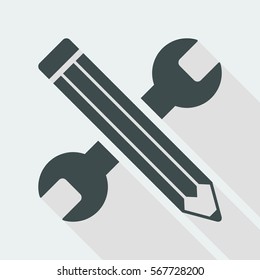 Wrench and pen - Design project - Vector web flat icon